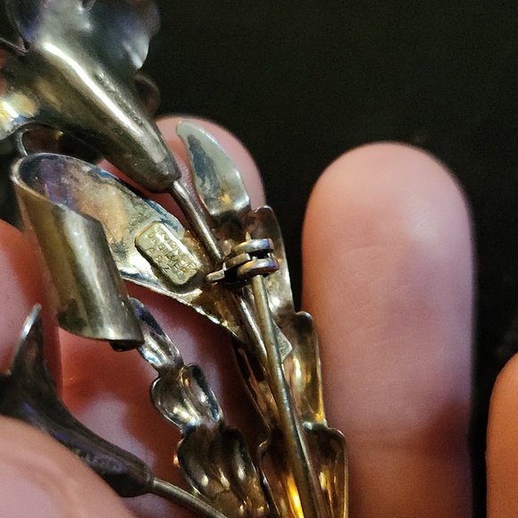 Flower vintage sterling silver brooch - Picture 3 of 4